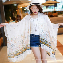 Mode Frauen drucken floral Schmetterling Frühling Sommer Cape Schal Schal